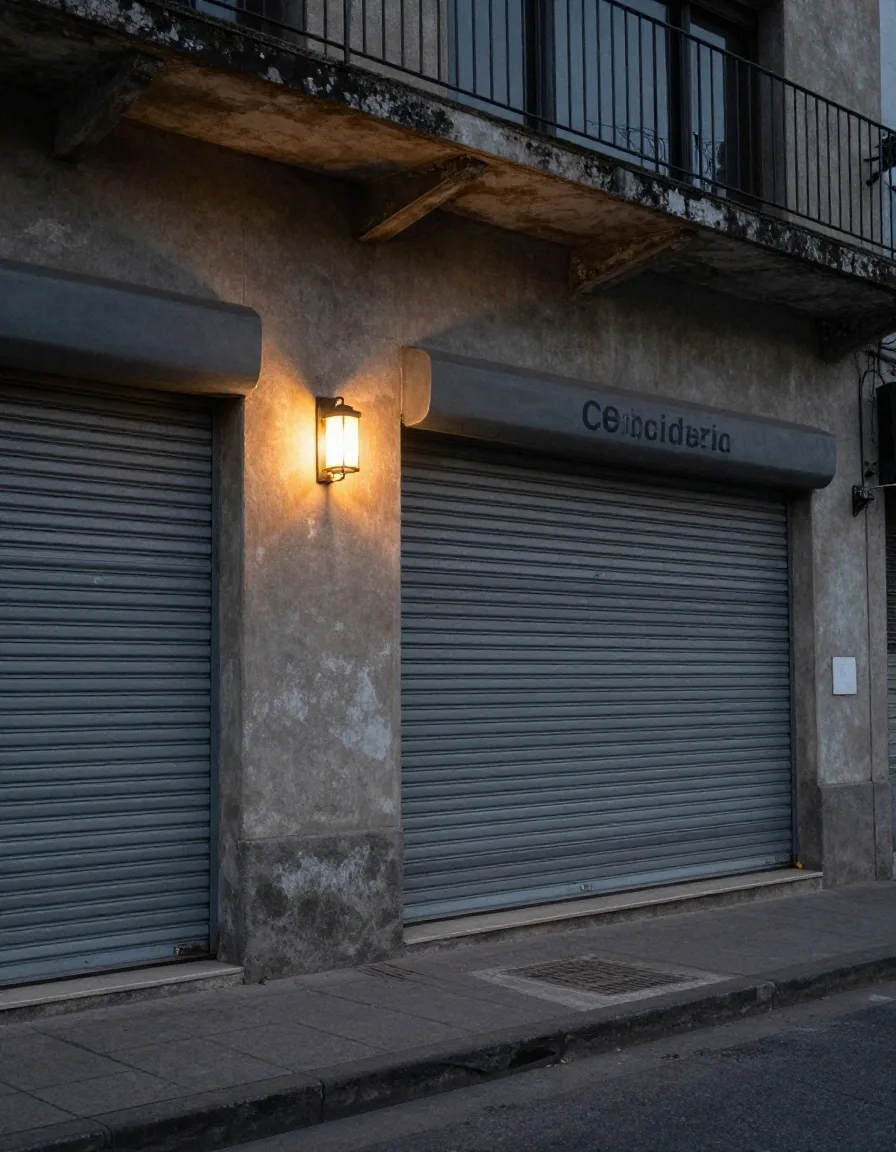 Escritorio de oficina exportadora de noche con carpetas